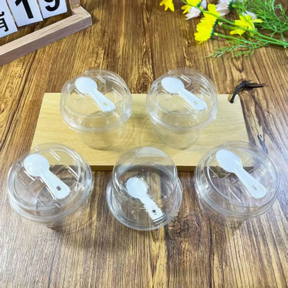 【50 piezas】Vaso desechable de doble pared para leche con tapa, tazón para postre de yogur, gelatina o mousse.