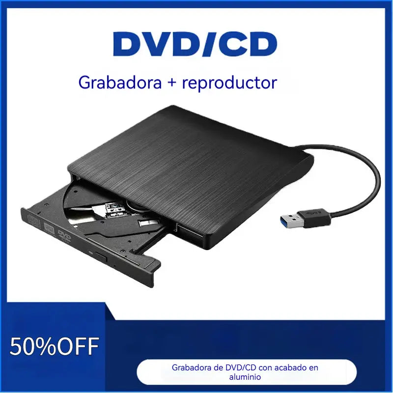 📢📢!50% de descuento! 💿💻 Unidad externa de CD/DVD: Plug & Play, portátil y compatible con Mac/Windows