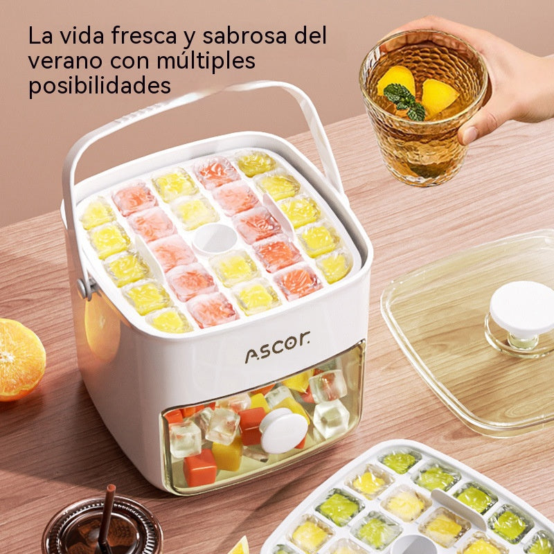 💞¡Ventas superiores a 50 000! 💥🥤🧊 ¡50 % de descuento! Máquina de hielo con función de almacenamiento: produce 48 cubitos a la vez, tapa a prueba de fugas. Apilable, ahorra espacio. Incluye pala y pinzas para hielo 🏖️✅