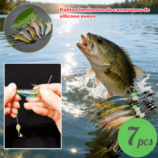 【7piezas】Palitos luminosos de camarones de silicona suave