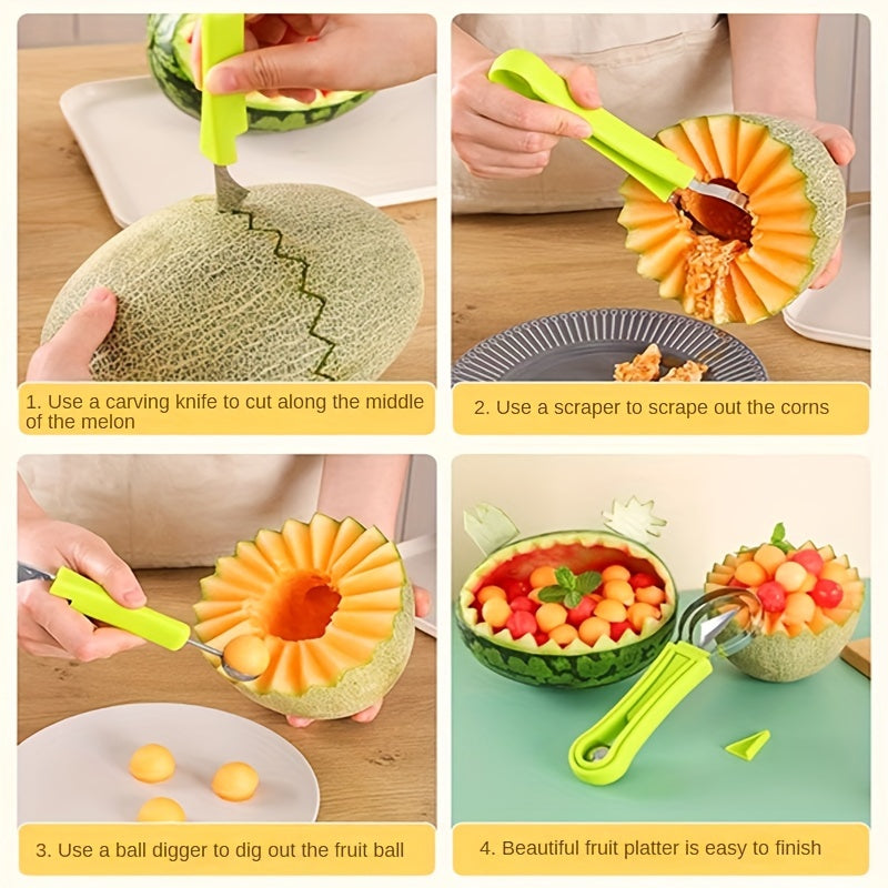 🍉🍈🥭 Juego de pelador de frutas multifuncional de cocina 4 en 1, más conveniente para comer frutas