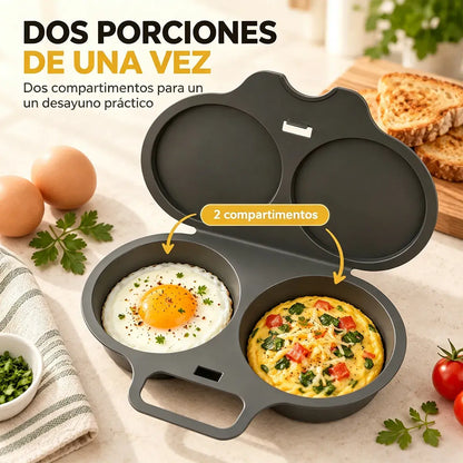 🎁2 piezas 💥Escalfador de huevos para microondas: doble cavidad, antiadherente y fácil de limpiar.🏠