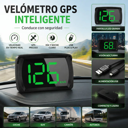 Velocímetro GPS inteligente para vehículos con encendido automático; pantalla LED de alta definición con funcionalidad USB plug-and-play; proyección digital*.