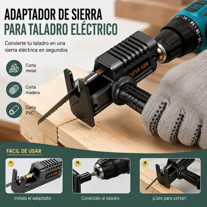 🔥🧰Taladro eléctrico convertido en sierra alternativa, adaptador de cabezal de sierra de calar para trabajar la madera.
