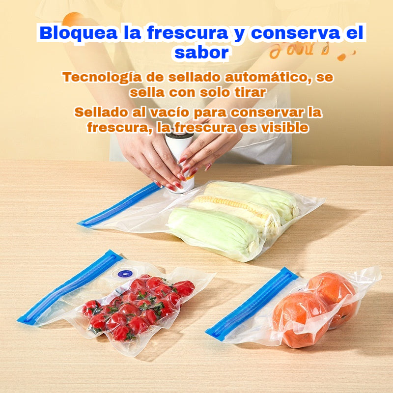 🔥10 piezas Bolsa de conservación de frescura + bomba de vacío eléctrica🔥Juego de bolsas para selladoras al vacío para selladoras al vacío de cocina