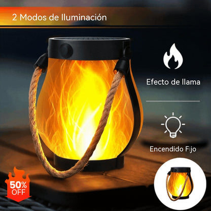 🏆【🔥Venta caliente】Lámpara de llama solar, farol de cuerda de cáñamo, decoración para jardín