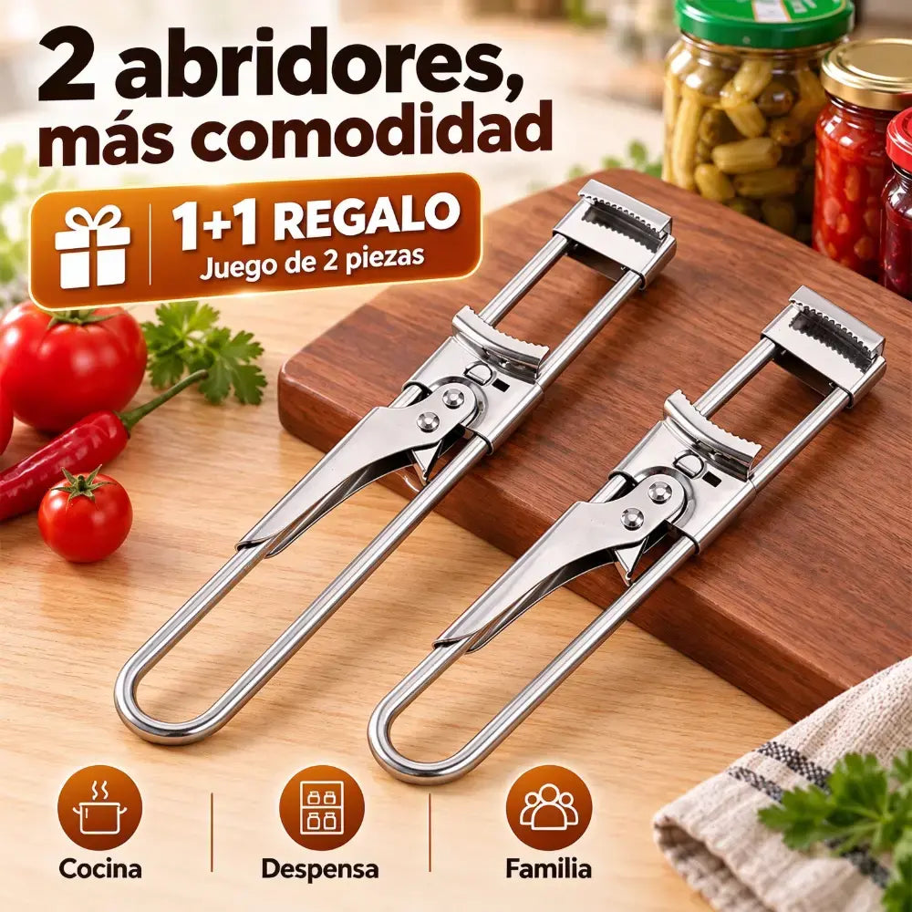 🔥Compra 1 y llévate 1 gratis🔥🍽 Abretarros y abretapas ajustable de boca ancha — Abridor multifuncional de acero inoxidable