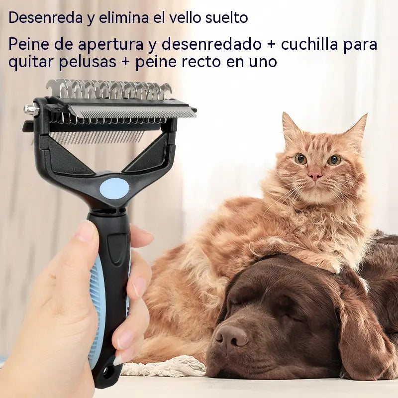 🐕🐈 Peine multifuncional 3 en 1 para desenredar el pelo de mascotas, peine para eliminar el pelo de perros y gatos.