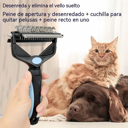 🐕🐈 Peine multifuncional 3 en 1 para desenredar el pelo de mascotas, peine para eliminar el pelo de perros y gatos.