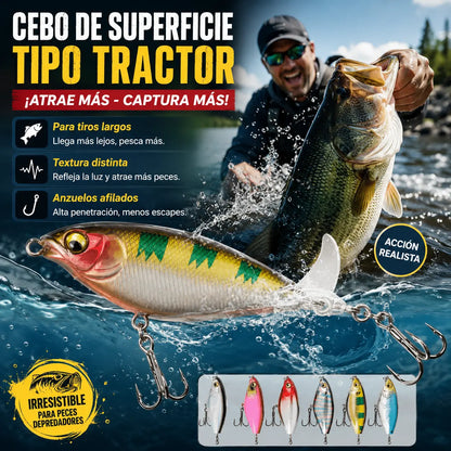 🐟🎣【6 piezas】Cebo de hélice de tractor biónico Minnow