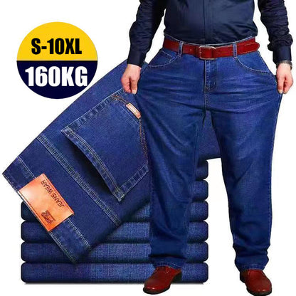 🔥【S-10XL】🔥【45-160 kg】👖👖Pantalones vaqueros de talla grande para hombre, de corte recto, cintura alta y gran elasticidad.