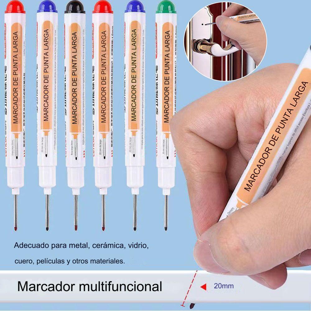 🔥【10 piezas】Bolígrafo de punta larga de 20 mm, bolígrafo para carpintería de agujero profundo, bolígrafo multiusos de cabeza larga aceitosa