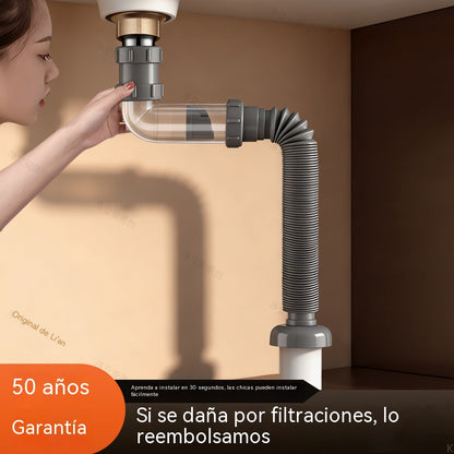 🔥🔥Tubo de desagüe para lavabo/lavabo de baño, tubo de desagüe a prueba de olores, juego completo de mangueras flexibles universales.