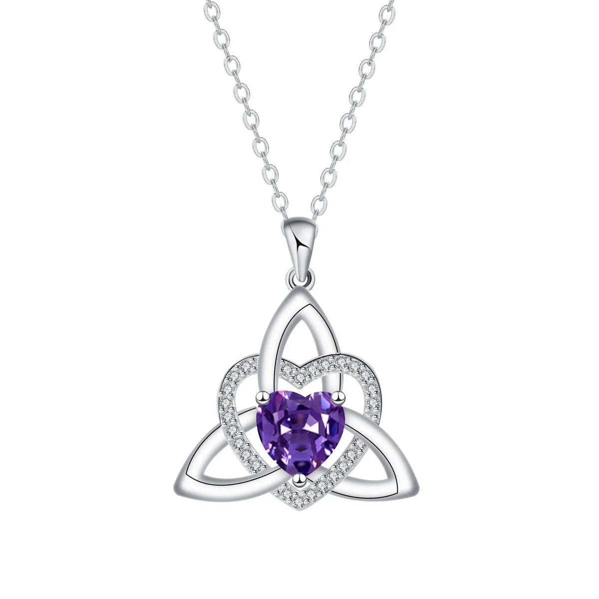 ⏳Oferta por tiempo limitado⏰ Collar de corazón con nudo de la Trinidad celta y piedra de nacimiento✨ Colgante de corazón con nudo de la Trinidad celta y piedra de nacimiento