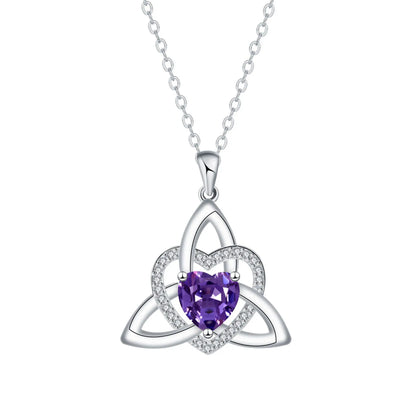 ⏳Oferta por tiempo limitado⏰ Collar de corazón con nudo de la Trinidad celta y piedra de nacimiento✨ Colgante de corazón con nudo de la Trinidad celta y piedra de nacimiento