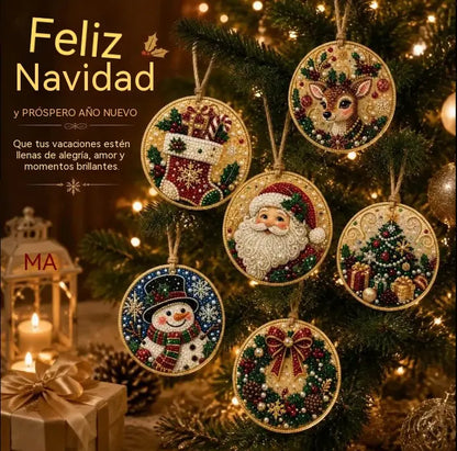💖Un juego de 6 piezas por solo 23 euros.🎄✨Adornos navideños de madera hechos en casa