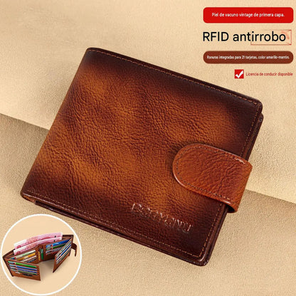 🎁Gran oferta: 50 % de descuento🔥Cartera vintage para hombre con bloqueo RFID