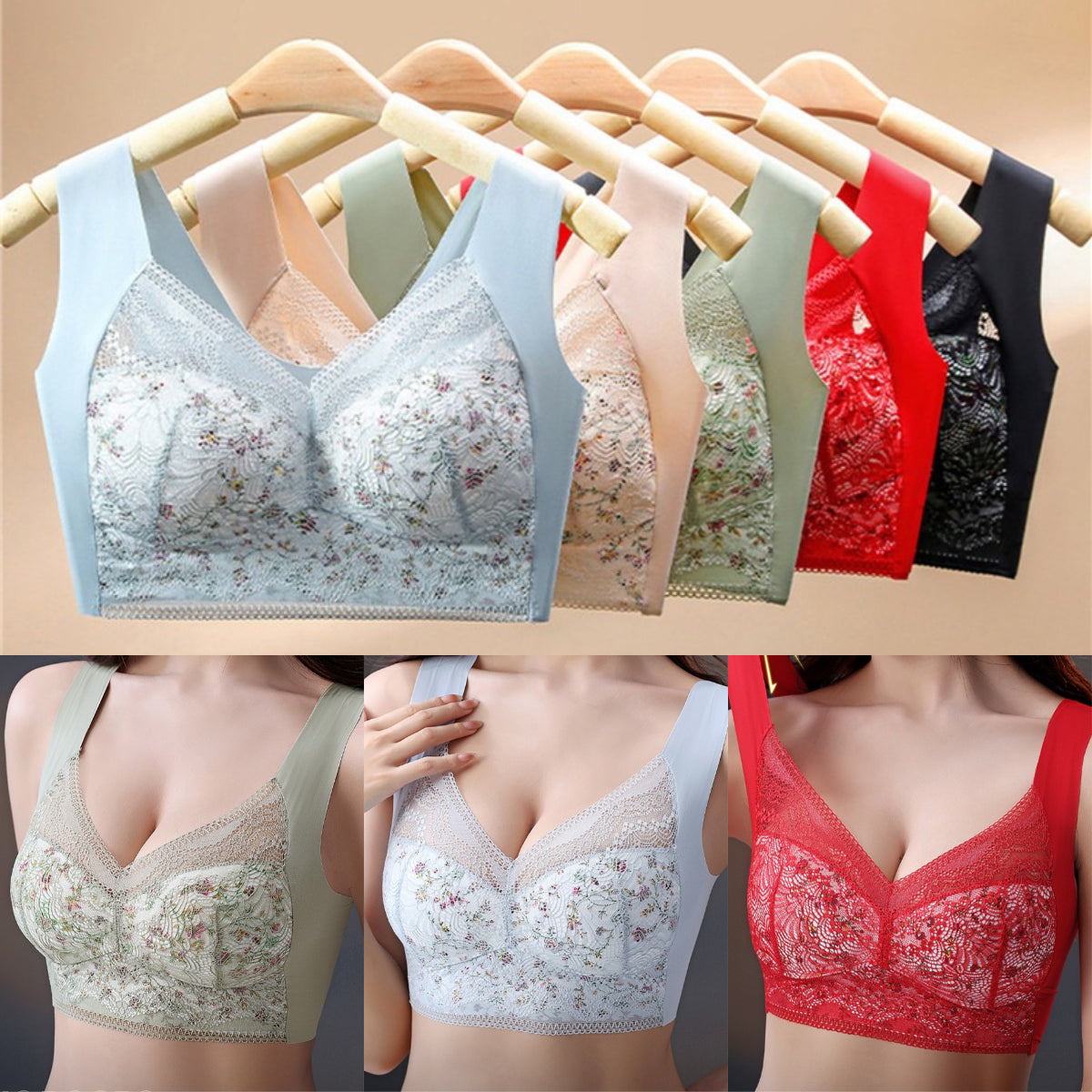 🔥【3 piezas】💕🎁Sujetador de talla grande de seda de hielo sin costuras, transpirable y ajustable【40kg-100kg】