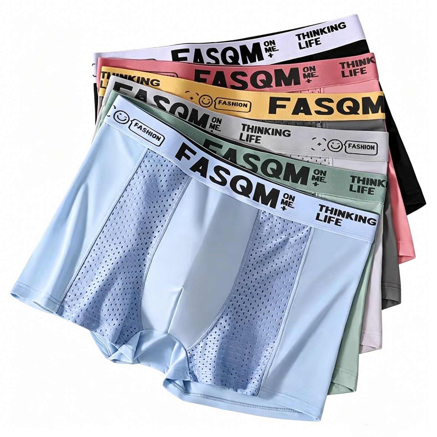 【6 piezas】Calzoncillos bóxer de malla transpirable de seda helada para hombre