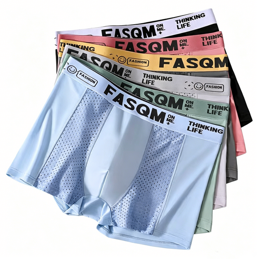 【6 piezas】Calzoncillos bóxer de malla transpirable de seda helada para hombre