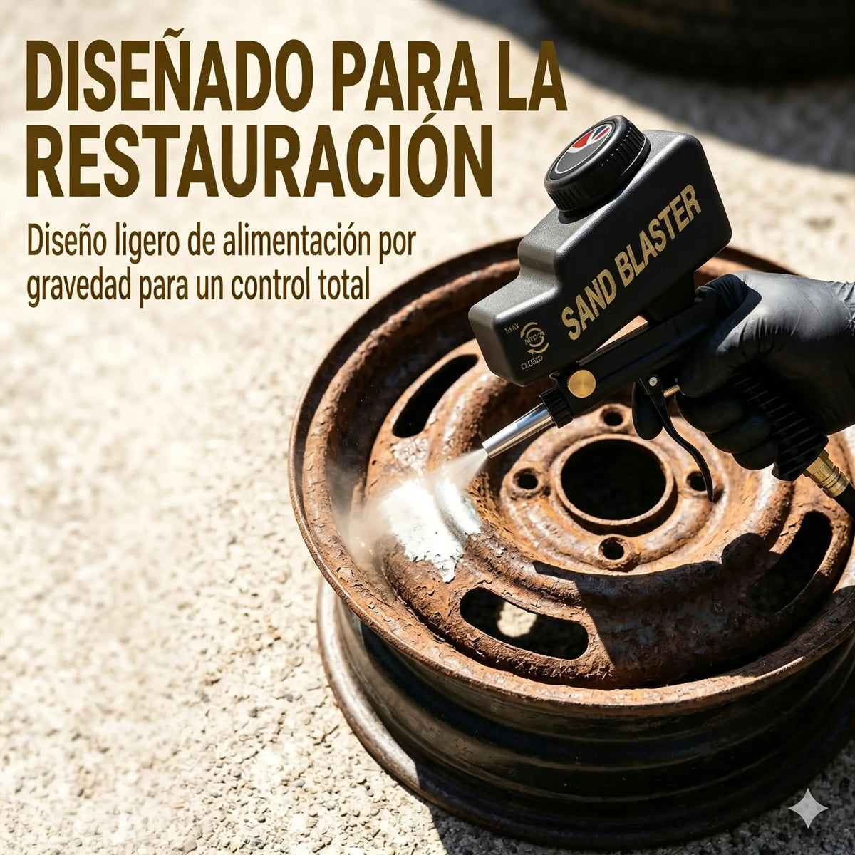 🔫✨ Pistola de chorro de arena portátil con alimentación por gravedad – para óxido, grabado y desbarbado