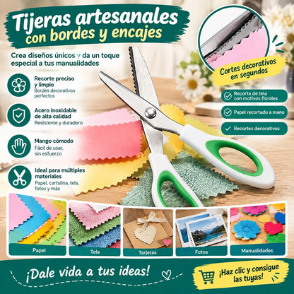 👗✂️ Tijeras de sastre con borde decorativo – Profesionales en corte zigzag y ondulado | Perfectas para telas, patchwork y proyectos DIY