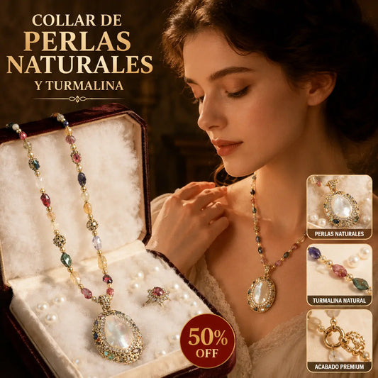 Collar barroco natural de perlas y turmalina