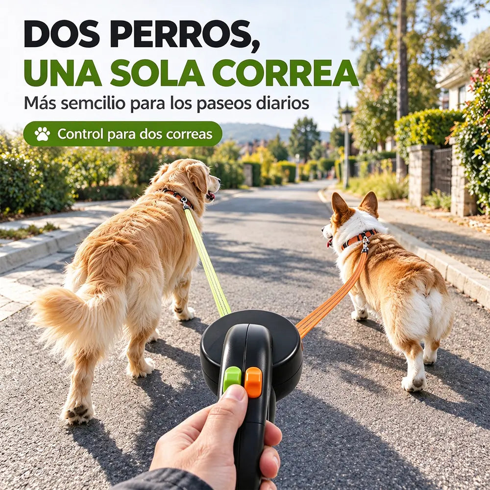 🐶🐕 Correa Retráctil 2 en 1 para Pasear Dos Perros | Correa Doble con Arnés para Perros Pequeños y Medianos