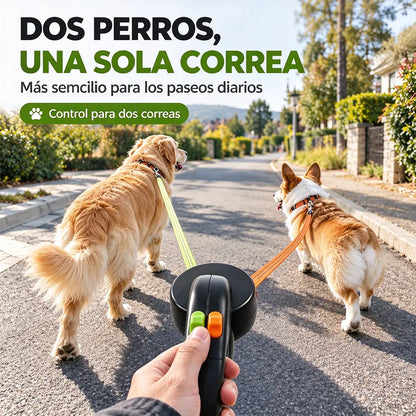 🐶🐕 Correa Retráctil 2 en 1 para Pasear Dos Perros | Correa Doble con Arnés para Perros Pequeños y Medianos