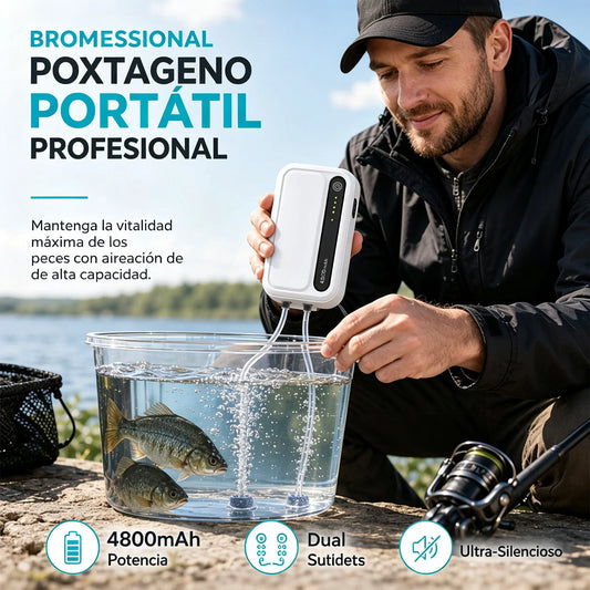 🐠🔋💨Bomba de oxígeno para cajas de pesca al aire libre, oxigenador recargable por USB para acuarios.