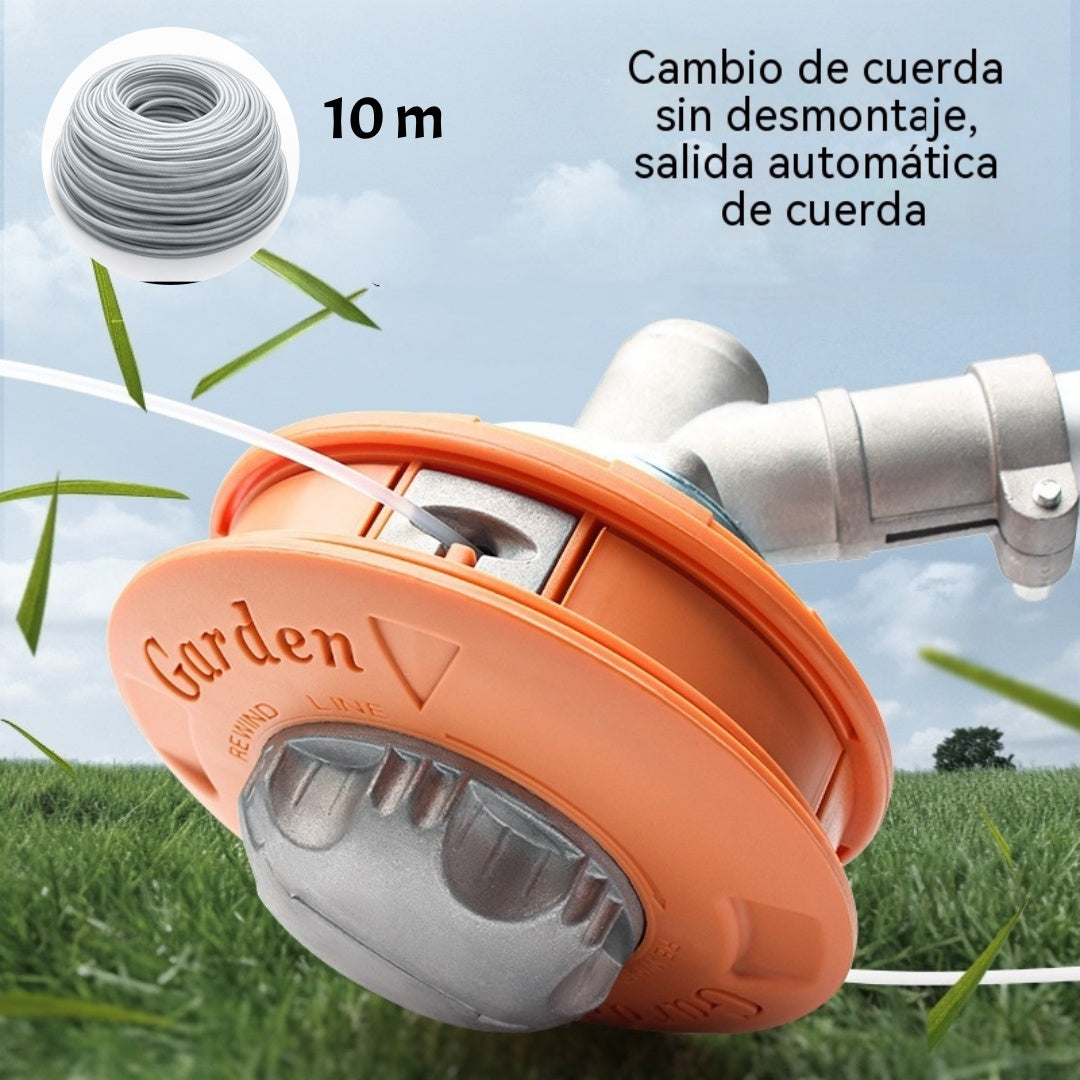 Cabezal de cortacésped resistente al desgaste con sistema de alimentación automática de cuerda, sin necesidad de desmontaje. [Incluye cuerda de corte de 10 m]