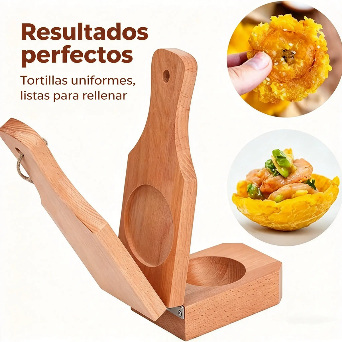 🍌 Prensa 2 en 1 de madera para tostones y plátanos