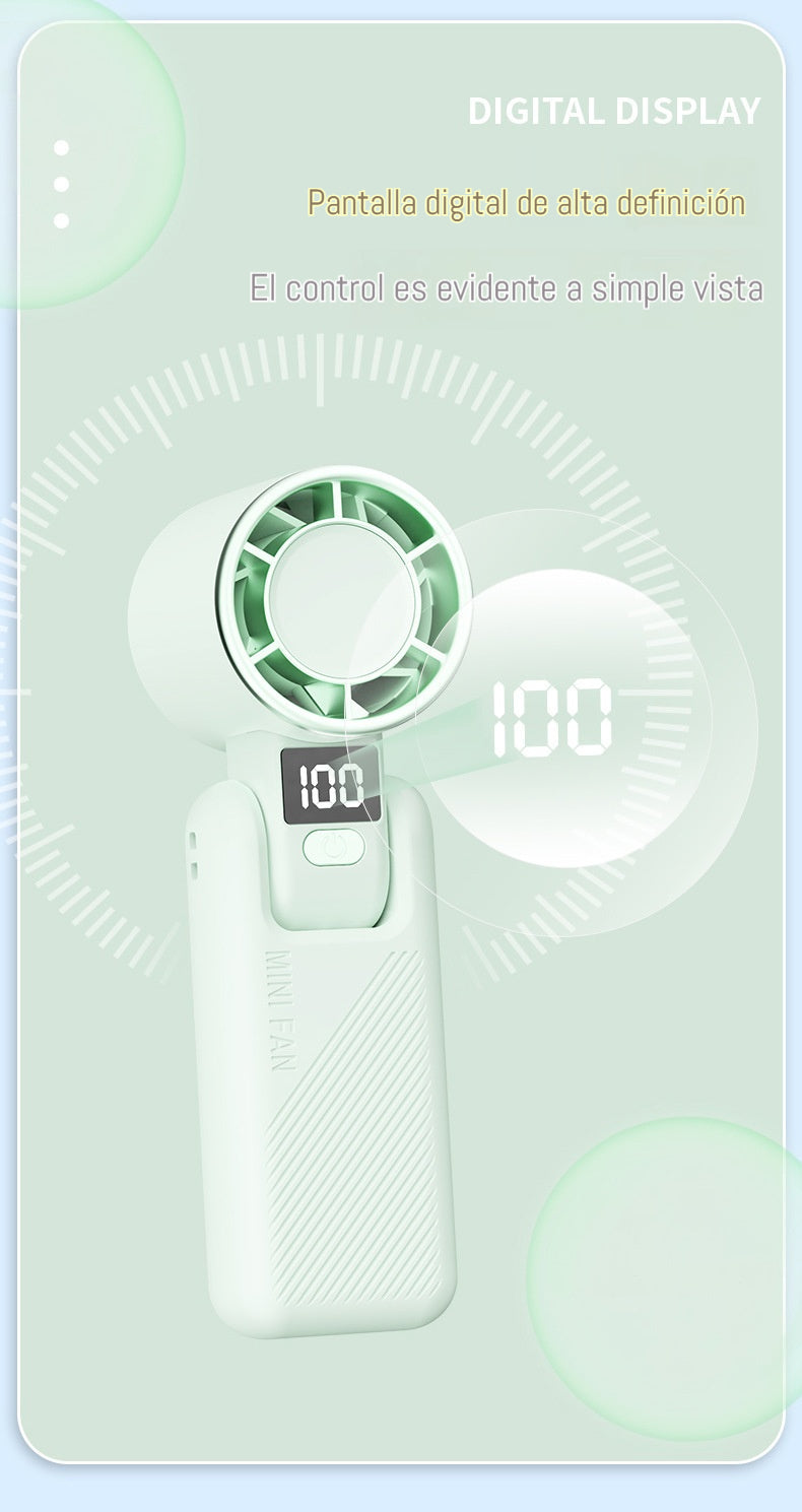 🥰 【Compra 1 y llévate 1 gratis】💦🌬️ Mini ventilador portátil plegable con pantalla digital USB de 100 velocidades