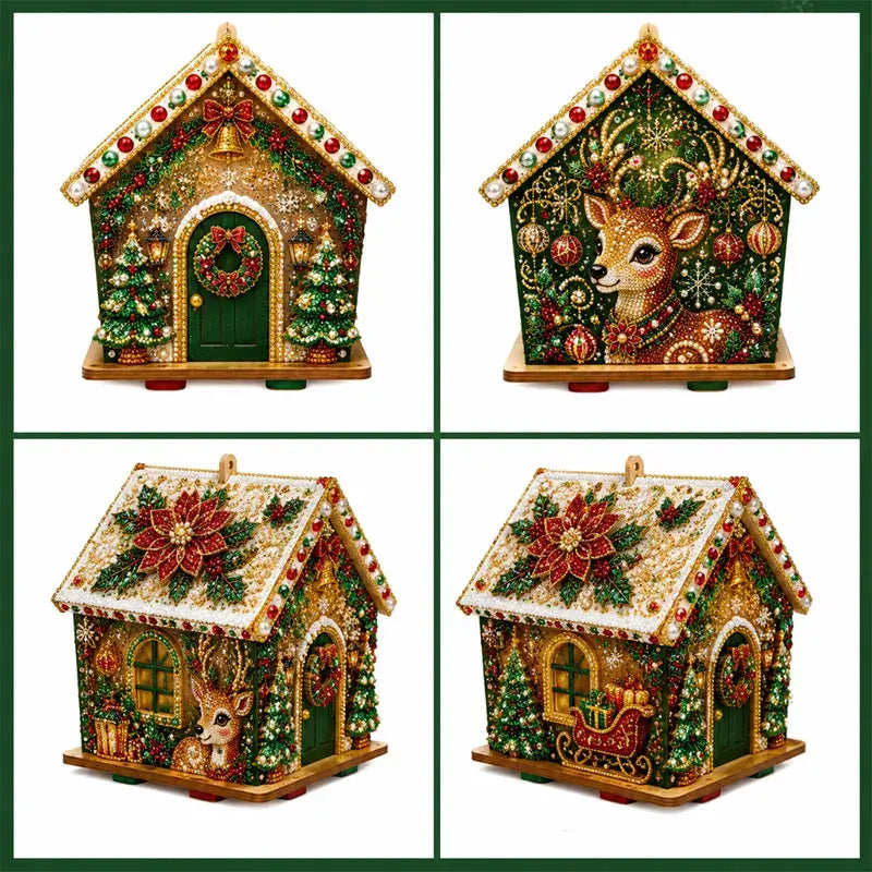 🎄🏠 Kit de Casa Navideña de Madera 3D | Adorno DIY para Montar y Decorar en Familia