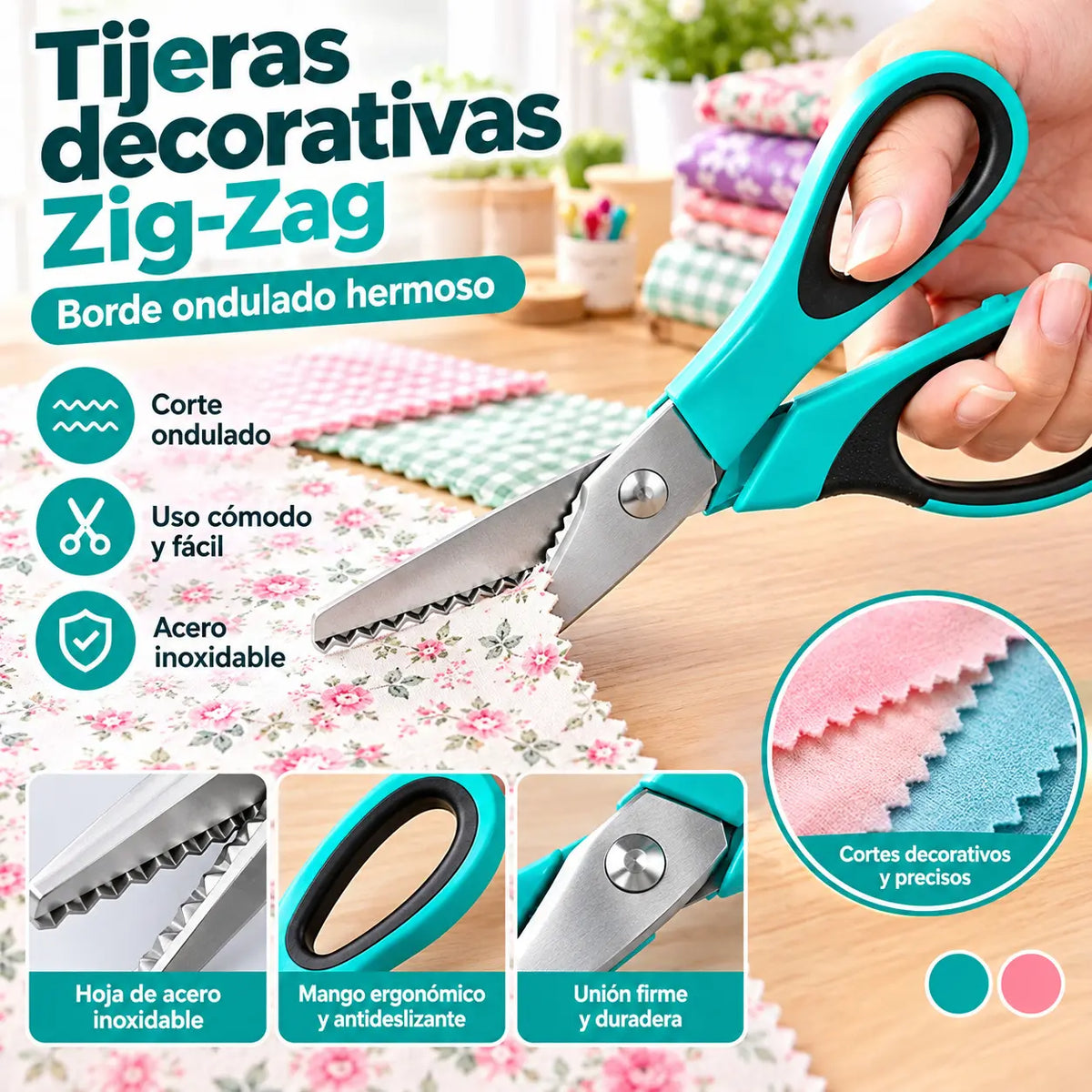 ✂️ Tijeras dentadas profesionales - Tijeras de tela afiladas y dentadas