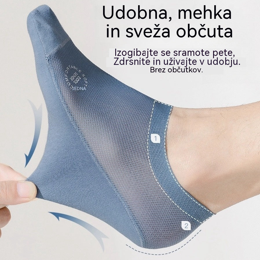 🧦【6 parov 21 evrov】6-delni komplet zračne, fino mrežaste, nedrseče, univerzalne nevidne nogavice