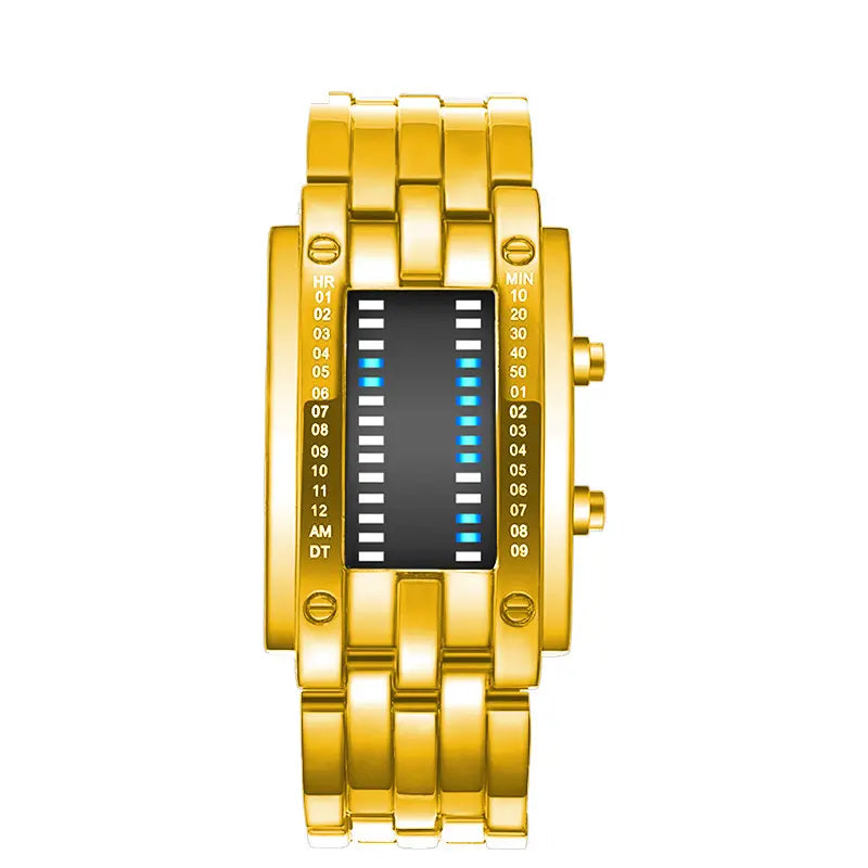 ⌚Reloj electrónico de moda para parejas con LED, doble línea binaria y Iron Man.
