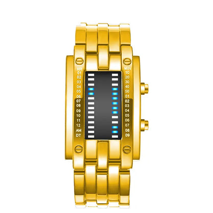 ⌚Reloj electrónico de moda para parejas con LED, doble línea binaria y Iron Man.