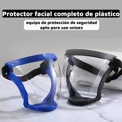 Pantalla facial de plástico de cobertura total para la aplicación de pesticidas agrícolas: equipo de protección y seguridad, unisex.