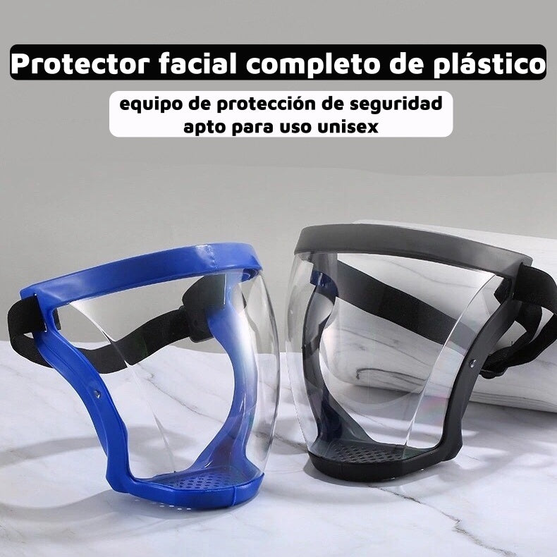 Pantalla facial de plástico de cobertura total para la aplicación de pesticidas agrícolas: equipo de protección y seguridad, unisex.
