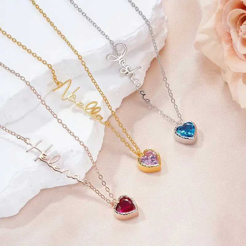 🔥【Juego de 3 piezas por solo 27 euros】✨Collar sencillo y moderno con forma de corazón y piedra de nacimiento.💎