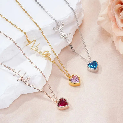 🔥【Juego de 3 piezas por solo 27 euros】✨Collar sencillo y moderno con forma de corazón y piedra de nacimiento.💎
