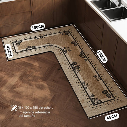 🌸 ¡Oferta! Alfombrilla de cocina floral: absorbe el agua al instante y se mantiene en su sitio. ¡Adiós a las huellas mojadas! 🚿