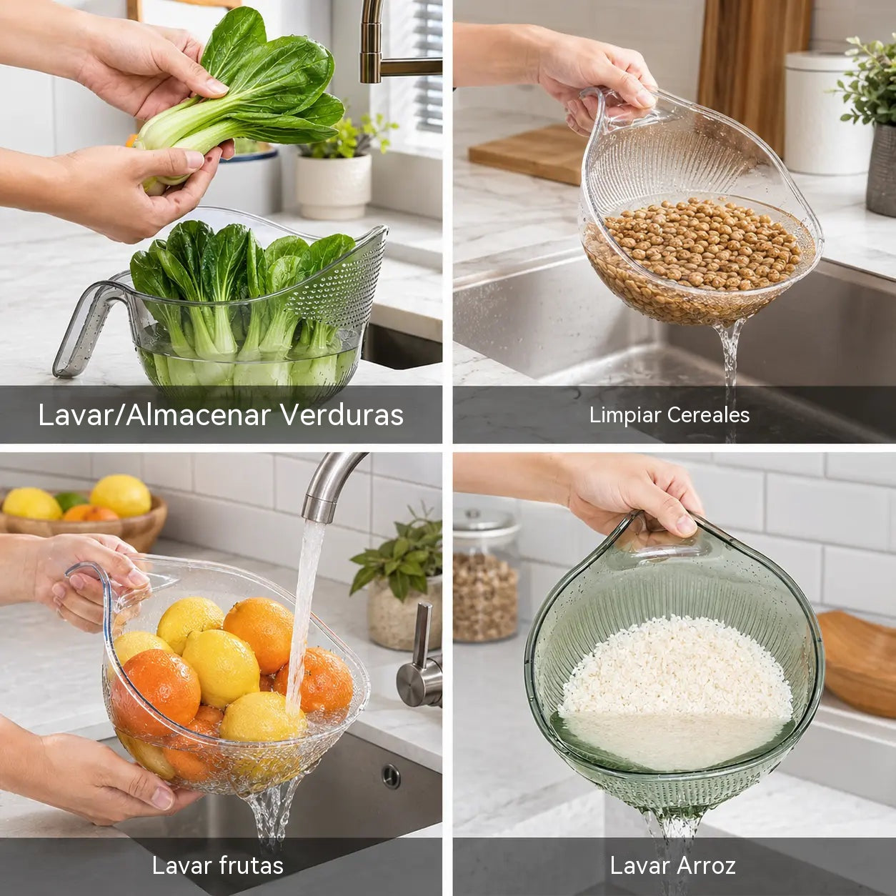 ⏰🔥¡50% de descuento por tiempo limitado!🔥🥗 Escurridor Multifunción con Asa – Escurre, Lava y Sirve con Facilidad