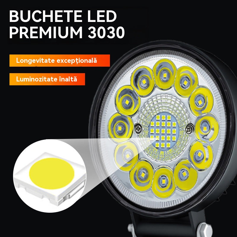 Faros LED redondos de 99 W para coches modificados, faros auxiliares para vehículos todoterreno