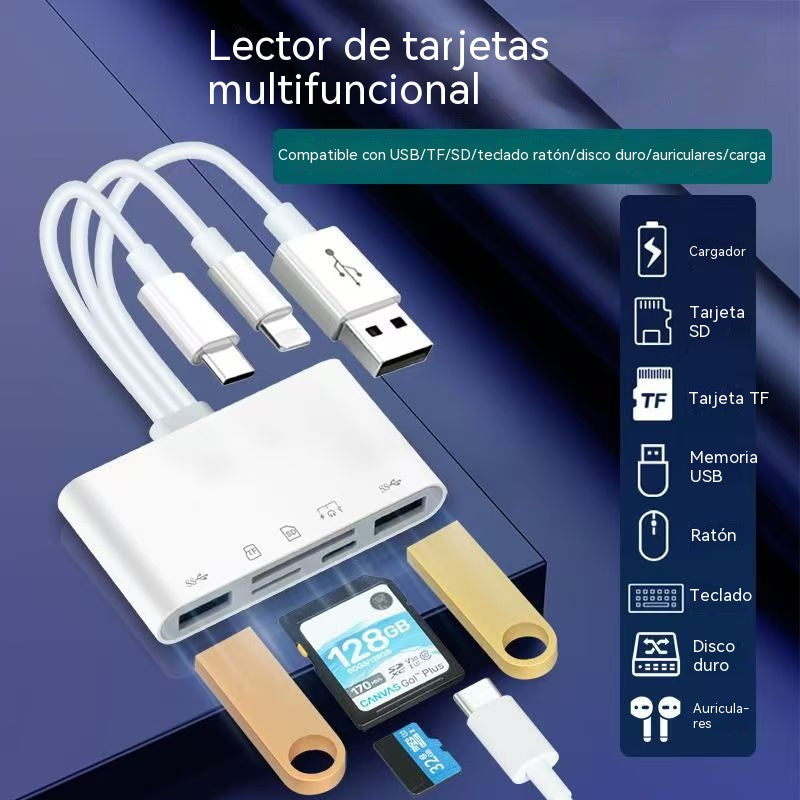 Lector de tarjetas SD/TF para teléfonos móviles y ordenadores (compatible con Apple, Android y PC)