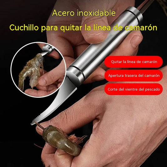 🍤【2 piezas】Raspador de pescado multifuncional de cocina de acero inoxidable de doble cabeza Pelador de camarones