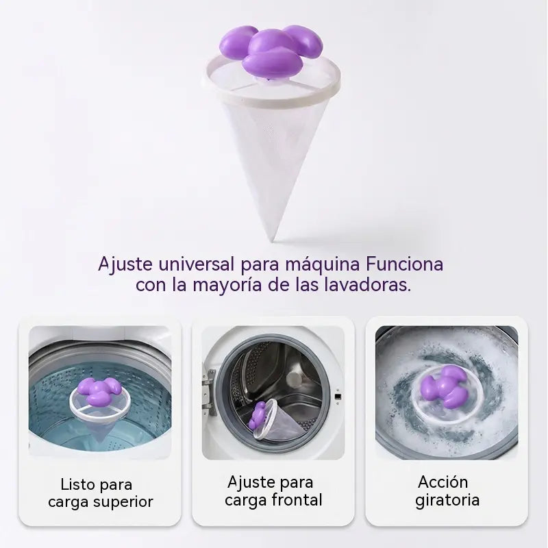 【6 piezas】Filtro Flotante para Lavadora – Atrapa Pelusas, Cabellos y Pelos de Mascota en Cada Lavado