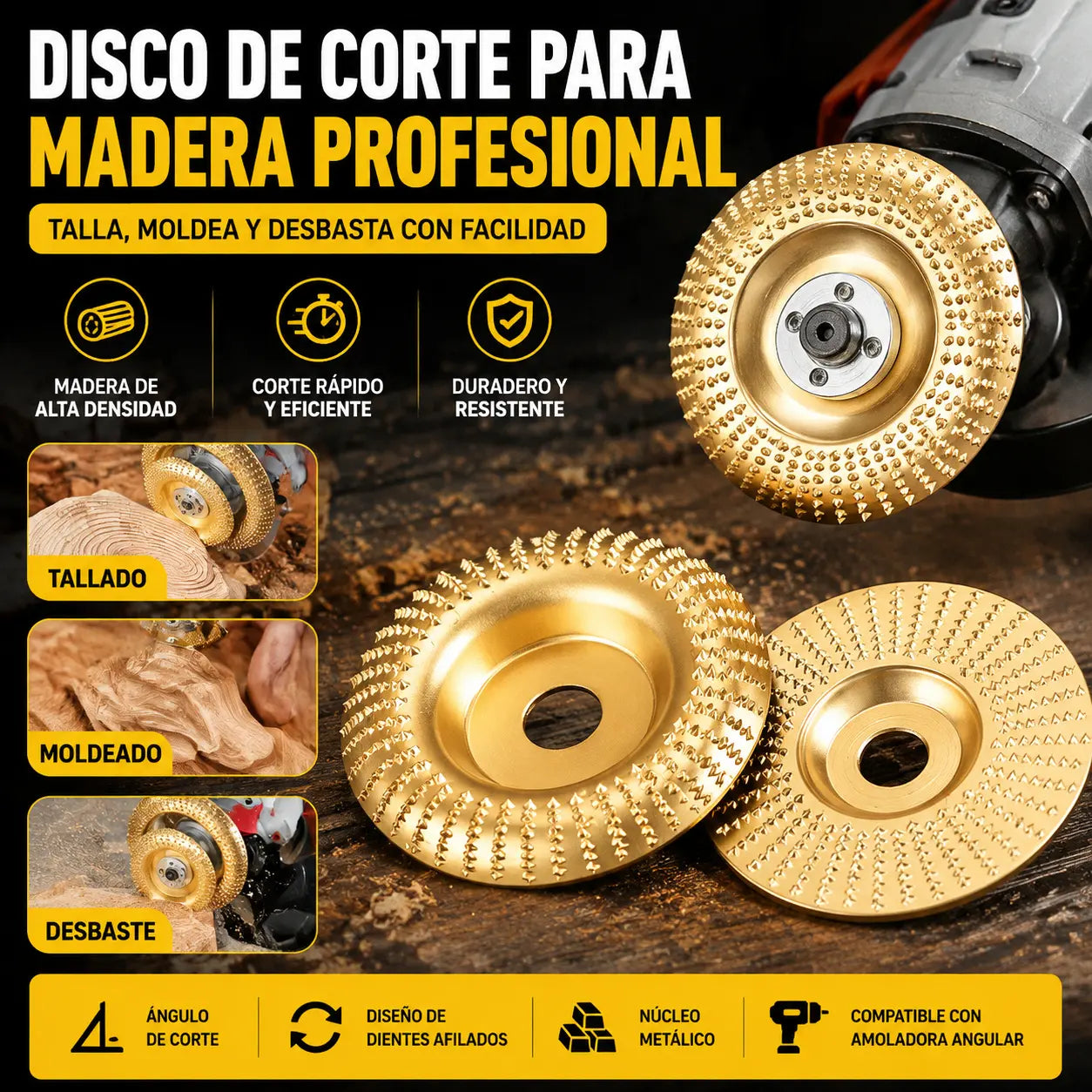 ⚙️🧰【3 piezas】Disco multifuncional para dar forma a la lijadora angular para madera