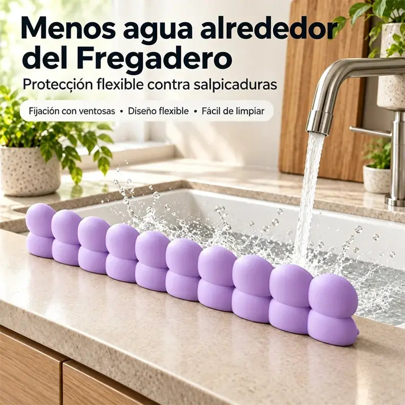 💧 Barrera Antisalpicaduras de Silicona para Fregadero | Protector Impermeable con Ventosas para Cocina y Lavabo